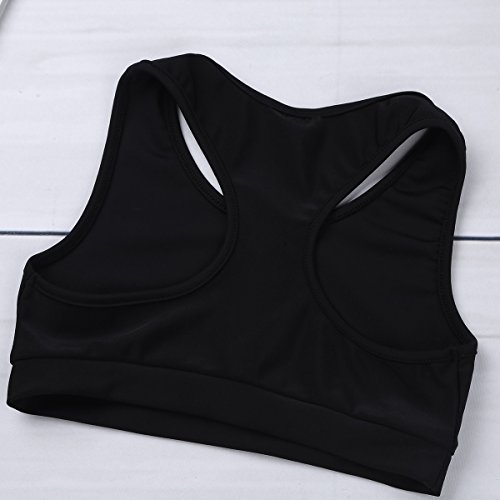 IEFIEL Niña Conjunto de Ropa Deportivo 2Pcs Camiseta Corta sin Mangas+Leggings Cortos Crop Top Cremallera Elástico Pantalónes Deportivos Tank Top Chalecos Deportivos Negro 10-12 años