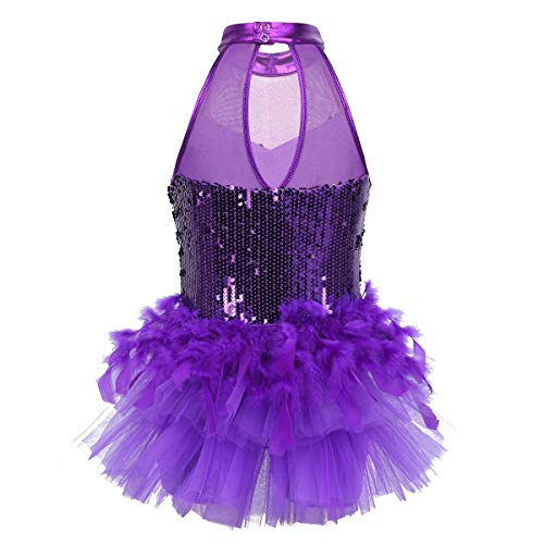 IEFIEL Tutu Vestido Maillot de Ballet Danza Niñas Traje de Jazz Baile Latin Leotardo de Lentejuelas con Falda Pluma Mono sin Mangas Ropa de Fiesta Actuación Morado 8-10 años IEFIEL Tutu Vestido Maillot de Ballet Danza Niñas Traje de Jazz Baile Latin Leotardo de Lentejuelas con Falda Pluma Mono sin Mangas Ropa de Fiesta Actuación Morado 8-10 años