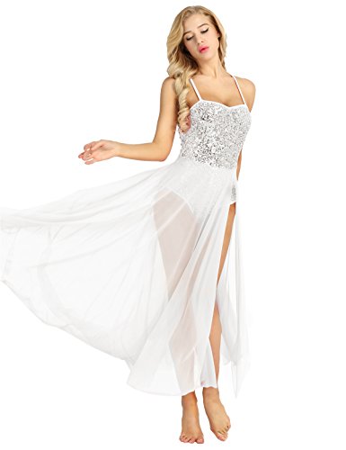 iEFiEL Vestido Danza Ballet con Lentejuelas Sin Manga Falda Tutu Maillot Ballet Ropa de Baile Verano para Mujer Adulto Blanco S iEFiEL Vestido Danza Ballet con Lentejuelas Sin Manga Falda Tutu Maillot Ballet Ropa de Baile Verano para Mujer Adulto Blanco S