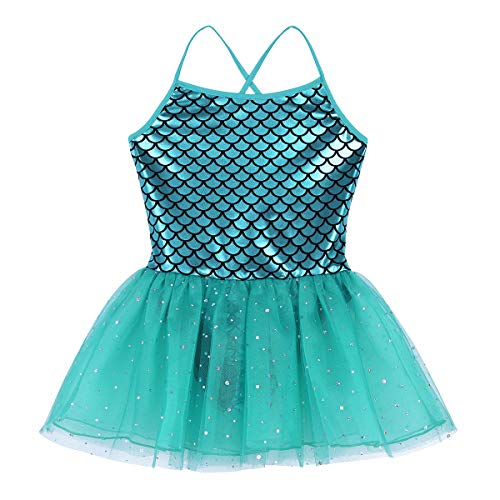 IEFIEL Vestido Danza Ballet Maillot Niña Tutu Vestido de Princesa Falda Bailarina Disfraz de Sirena para Niña 3-10 Años Lago Azul 8 Años