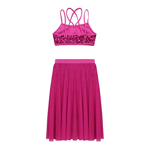 IEFIEL Vestido Danza Niña Disfraz de Bailarina de Ballet Latín Jazz Tops Crop con Lentejuelas Braga Irregular Falda Tul Rosa Oscuro 10-12 Años IEFIEL Vestido Danza Niña Disfraz de Bailarina de Ballet Latín Jazz Tops Crop con Lentejuelas Braga Irregular Falda Tul Rosa Oscuro 10-12 Años