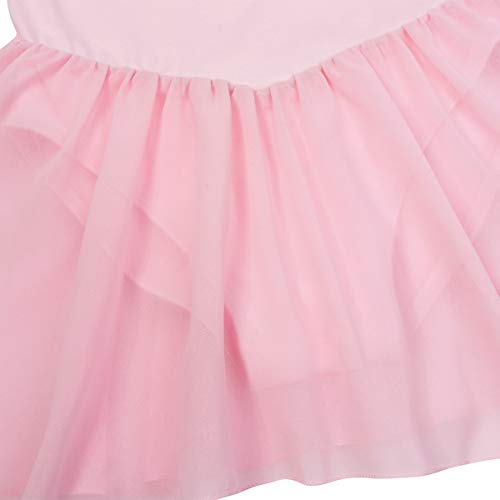 IEFIEL Vestido de Ballet Clásico Niñas Maillot Danza Gimnasia Leotardo Gimnasia Ritmica con Falda Corta Vestido Manga Larga de Patinaje Artistico Rosa A 5-6 años