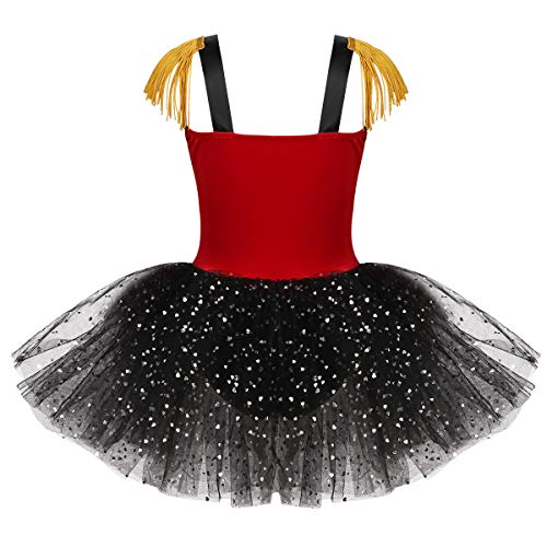 IEFIEL Vestido de Ballet Niña Maillot de Ballet con Tutú Hombros de Flescos Traje de Baile Disfraces de Circo Domadora Disfraz de Carnaval Halloween Rojo 3 Años