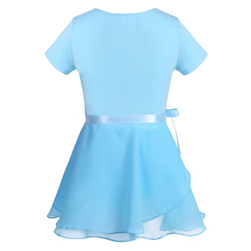 IEFIEL Vestido de Danza Ballet Maillot de Danza Gimnasia Leotardo de Patinaje Body Clásico +Falda Tul para Niñas 2-12años Azul 10-12 años