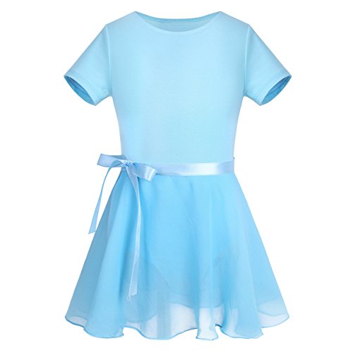 IEFIEL Vestido de Danza Ballet Maillot de Danza Gimnasia Leotardo de Patinaje Body Clásico +Falda Tul para Niñas 2-12años Azul 10-12 años