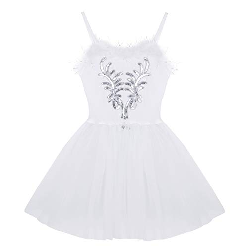 IEFIEL Vestido de Danza Ballet Mujer Maillot Tutú Princesa de Gimnasia Ritmica Disfraz Cisne de Bailar Vestido de Tirantes para Competiciones Blanco S IEFIEL Vestido de Danza Ballet Mujer Maillot Tutú Princesa de Gimnasia Ritmica Disfraz Cisne de Bailar Vestido de Tirantes para Competiciones Blanco S