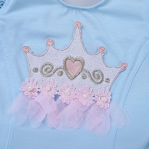 IEFIEL Vestido de Danza Niña Maillot Ballet con Tutú Falda de Princesa para Actuación Fiesta Competicion Azul Cielo 3-4 años