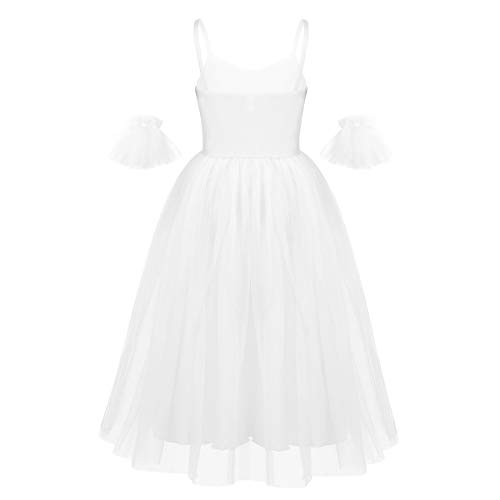 IEFIEL Vestido Largo en Tutu Ballet para Niñas Disfraz Bailarina Romántico Vestido Ballet Niña Princesa sin Mangas Elegante 6-14 Años Blanco 6 Años