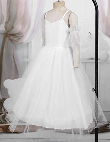 IEFIEL Vestido Largo en Tutu Ballet para Niñas Disfraz Bailarina Romántico Vestido Ballet Niña Princesa sin Mangas Elegante 6-14 Años Blanco 6 Años