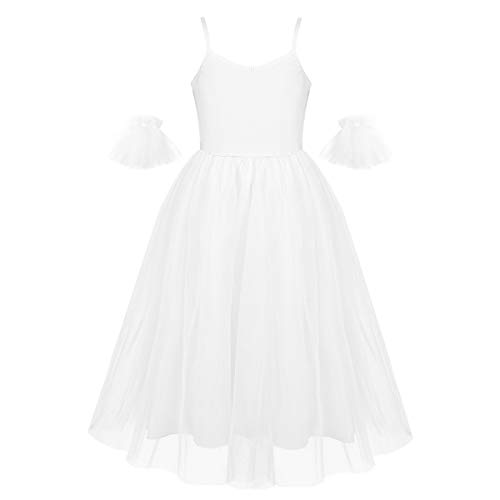 IEFIEL Vestido Largo en Tutu Ballet para Niñas Disfraz Bailarina Romántico Vestido Ballet Niña Princesa sin Mangas Elegante 6-14 Años Blanco 6 Años