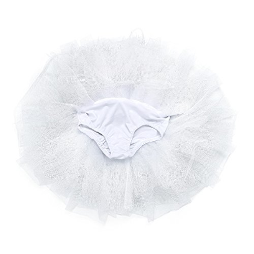 IEFIEL Vestido Maillot de Ballet Danza para Niña Chica (4-12 Años) Tutú Flor Princesa con Lentejuelas Brillantes + Guantes + Clip Blanco A 10-12 años