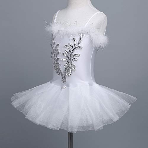 IEFIEL Vestido Maillot de Ballet Danza para Niña Chica (4-12 Años) Tutú Flor Princesa con Lentejuelas Brillantes + Guantes + Clip Blanco A 5-6 años IEFIEL Vestido Maillot de Ballet Danza para Niña Chica (4-12 Años) Tutú Flor Princesa con Lentejuelas Brillantes + Guantes + Clip Blanco A 5-6 años