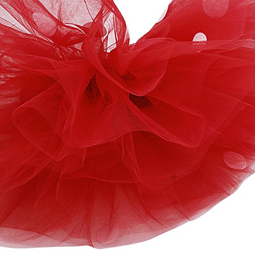 IEFIEL Vestido Maillot de Ballet Danza para Niña Disfraz Bailarina Tutú Lunares Vestido de Princesa Fiesta Boda Cumpleaños con Diadema 1-8 Años Rojo 2 años