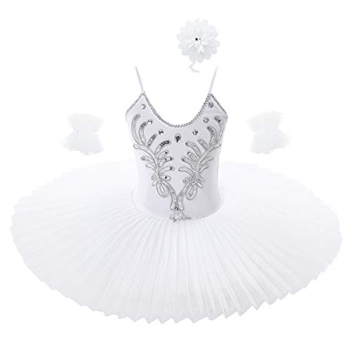 IEFIEL Vestido Maillot de Danza Ballet Cisne Niña Leotardo Gimnasia Clásico Con Tutú Princesa Body Elegante de Baile Disfraz Bailarina Lentejuelas Actuación Blanco A 5-6 años IEFIEL Vestido Maillot de Danza Ballet Cisne Niña Leotardo Gimnasia Clásico Con Tutú Princesa Body Elegante de Baile Disfraz Bailarina Lentejuelas Actuación Blanco A 5-6 años