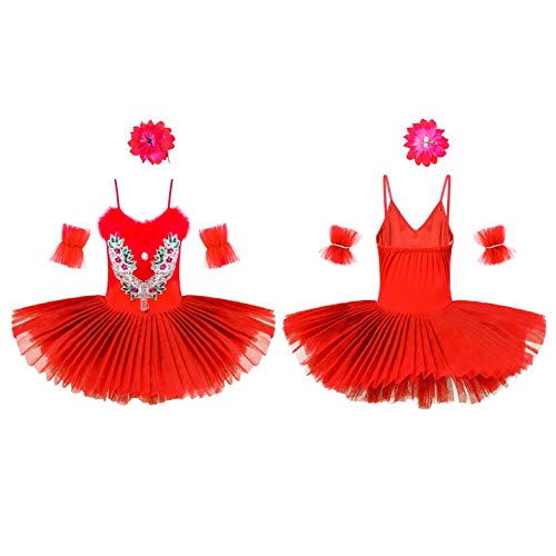 IEFIEL Vestido Maillot de Danza Ballet Cisne Niña Leotardo Gimnasia Clásico Con Tutú Princesa Body Elegante de Baile Disfraz Bailarina Lentejuelas Actuación Rojo A 9-10 años IEFIEL Vestido Maillot de Danza Ballet Cisne Niña Leotardo Gimnasia Clásico Con Tutú Princesa Body Elegante de Baile Disfraz Bailarina Lentejuelas Actuación Rojo A 9-10 años