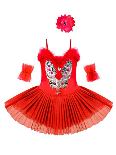IEFIEL Vestido Maillot de Danza Ballet Cisne Niña Leotardo Gimnasia Clásico Con Tutú Princesa Body Elegante de Baile Disfraz Bailarina Lentejuelas Actuación Rojo A 9-10 años IEFIEL Vestido Maillot de Danza Ballet Cisne Niña Leotardo Gimnasia Clásico Con Tutú Princesa Body Elegante de Baile Disfraz Bailarina Lentejuelas Actuación Rojo A 9-10 años