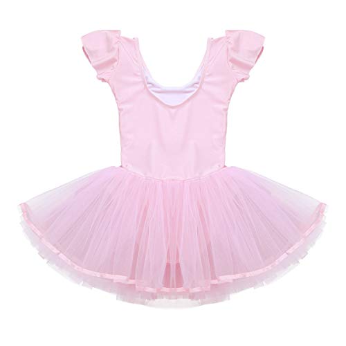 IEFIEL Vestido Maillot Tutú de Ballet Danza para Niñas Ropa de Bailarina Disfraz de Princesa Fiesta Carnaval Rosa 3-4 años