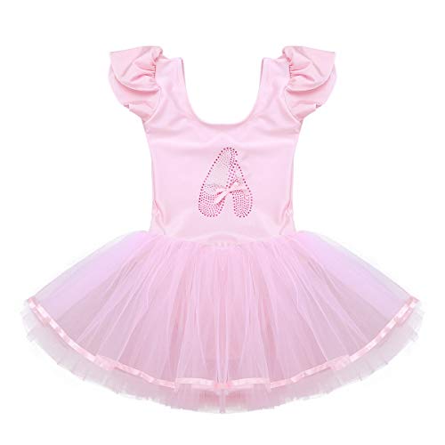 IEFIEL Vestido Maillot Tutú de Ballet Danza para Niñas Ropa de Bailarina Disfraz de Princesa Fiesta Carnaval Rosa 3-4 años