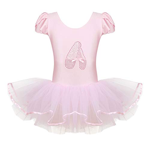 IEFIEL Vestido Maillot Tutú de Ballet Danza para Niñas Ropa de Bailarina Disfraz de Princesa Fiesta Carnaval Rosa 3-4 años