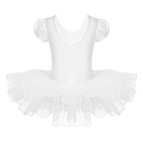 IEFIEL Vestido Tutú de Princesa para Niña Vestido de Danza Ballet Manga Corta Disfraz de Bailarina Elástica con Braguita Interior Maillot Gimnástico Traje de Patinaje Blanco A 2-3 años IEFIEL Vestido Tutú de Princesa para Niña Vestido de Danza Ballet Manga Corta Disfraz de Bailarina Elástica con Braguita Interior Maillot Gimnástico Traje de Patinaje Blanco A 2-3 años