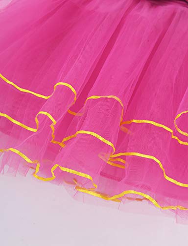 IEFIEL Vestidos en Tutu Ballet Niña Vestido de Princesa Danza Manga Corta Falda Volante Disfraz Bailarina de Ballet Fiesta Baile Actuacion Cosplay Rosa 3-4 Años
