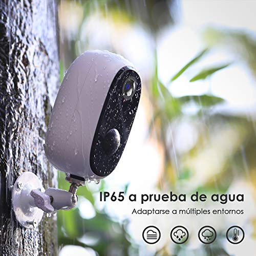 ieGeek Camaras de Vigilancia WiFi Exterior con Batería Recargable de 10000 mAh, Cámara IP de Seguridad Wi-Fi 1080P con Impermeable, Detección de Movimiento PIR, Visión Nocturna, Audio de 2 Vias