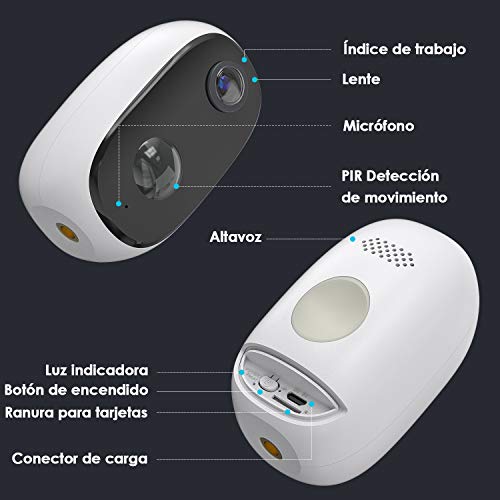 ieGeek Camaras de Vigilancia WiFi Exterior con Batería Recargable de 10000 mAh, Cámara IP de Seguridad Wi-Fi 1080P con Impermeable, Detección de Movimiento PIR, Visión Nocturna, Audio de 2 Vias