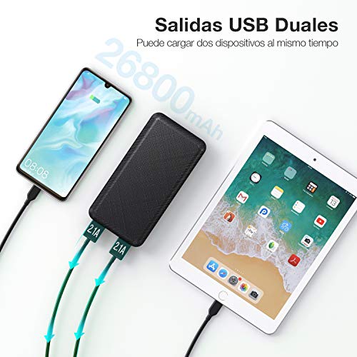 IEsafy Batería Externa 26800mAh Power Bank con 2 Salida y 2 Entrada Cargador Movil Portátil para Xiaomi Redmi Samsung Huawei y más Smartphone