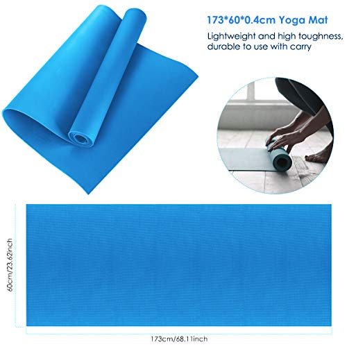 iFCOW Esterilla de Yoga Azul 173 * 60 * 0. 4 Cm Estera de Yoga Eva Antideslizante Almohadilla de Fitness Entrenamiento Ejercicio Gimnasio Pilates Meditación Accesorio Herramienta