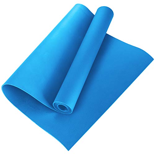 iFCOW Esterilla de Yoga Azul 173 * 60 * 0. 4 Cm Estera de Yoga Eva Antideslizante Almohadilla de Fitness Entrenamiento Ejercicio Gimnasio Pilates Meditación Accesorio Herramienta