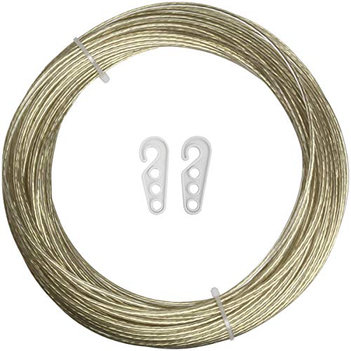 iGadgitz Home U6940 - Cuerda Tendedero Ropa Exterior de Acero Recubierta de PVC Cable Tendedero Hilo Para Tender Ropa, Jardín, Pared. - Oro - Longitud 30m