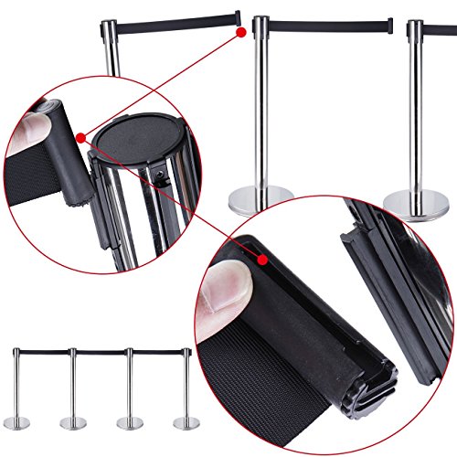 Iglobalbuy 4 X Acero inoxidable postes separadores con cinta extensible retráctil de multitudes con 2 M Correa Iglobalbuy 4 X Acero inoxidable postes separadores con cinta extensible retráctil de multitudes con 2 M Correa