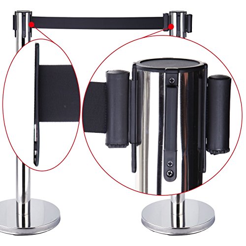 Iglobalbuy 4 X Acero inoxidable postes separadores con cinta extensible retráctil de multitudes con 2 M Correa Iglobalbuy 4 X Acero inoxidable postes separadores con cinta extensible retráctil de multitudes con 2 M Correa