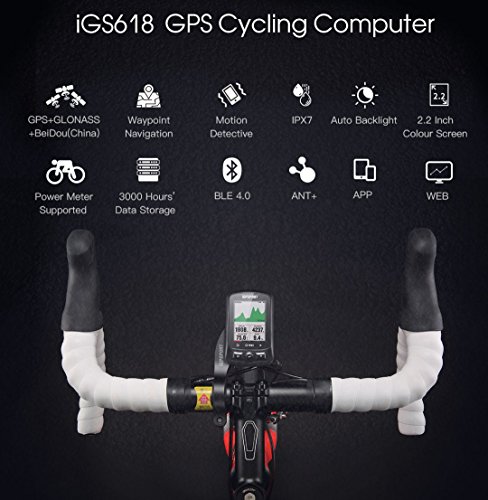 iGPSPORT Ciclocomputador GPS iGS618 inalámbrico Bicicleta Ciclismo con Mapa de rutade navegación