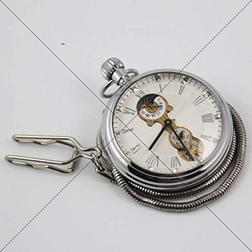 IHCIAIX Reloj de Bolsillo, Reloj de Bolsillo mecánico Deportivo Plateado de Segunda Mano de la Marca Moon de Lujo de la Marca de Lujo Superior, Sliver IHCIAIX Reloj de Bolsillo, Reloj de Bolsillo mecánico Deportivo Plateado de Segunda Mano de la Marca Moon de Lujo de la Marca de Lujo Superior, Sliver
