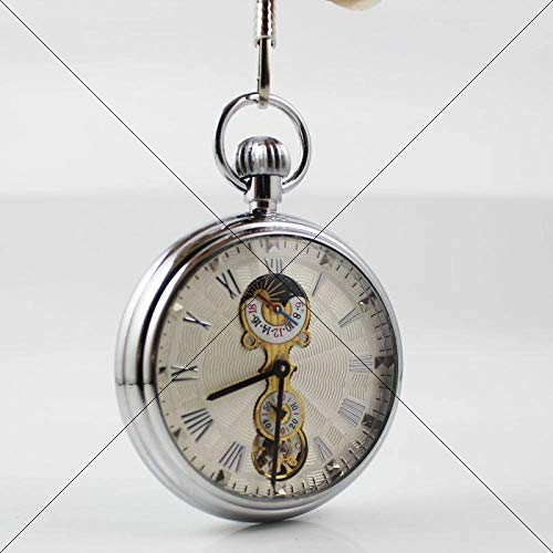 IHCIAIX Reloj de Bolsillo, Reloj de Bolsillo mecánico Deportivo Plateado de Segunda Mano de la Marca Moon de Lujo de la Marca de Lujo Superior, Sliver IHCIAIX Reloj de Bolsillo, Reloj de Bolsillo mecánico Deportivo Plateado de Segunda Mano de la Marca Moon de Lujo de la Marca de Lujo Superior, Sliver
