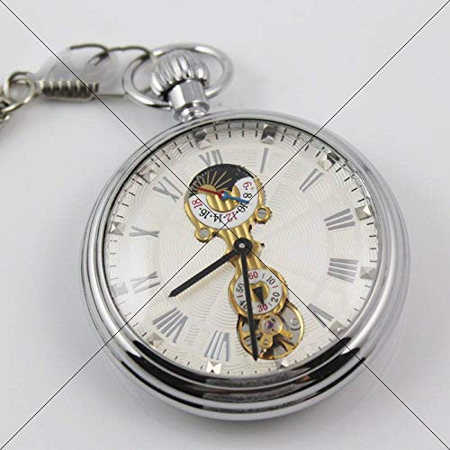 IHCIAIX Reloj de Bolsillo, Reloj de Bolsillo mecánico Deportivo Plateado de Segunda Mano de la Marca Moon de Lujo de la Marca de Lujo Superior, Sliver IHCIAIX Reloj de Bolsillo, Reloj de Bolsillo mecánico Deportivo Plateado de Segunda Mano de la Marca Moon de Lujo de la Marca de Lujo Superior, Sliver