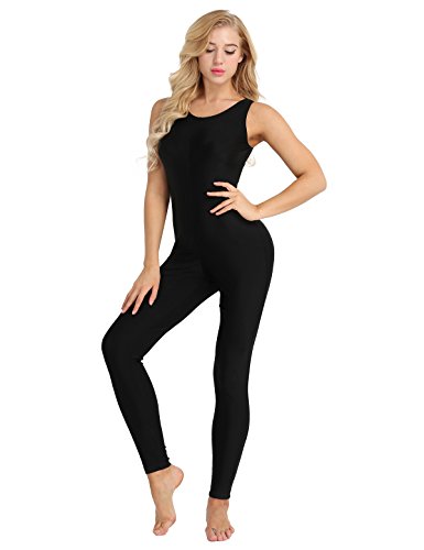 iiniim Body Maillot Clásico de Danza Ballet Leotardo Gimnasia sin Mangas para Mujer Chica Bodysuit Deportivo Yoga Estirable Negro 2X-Large