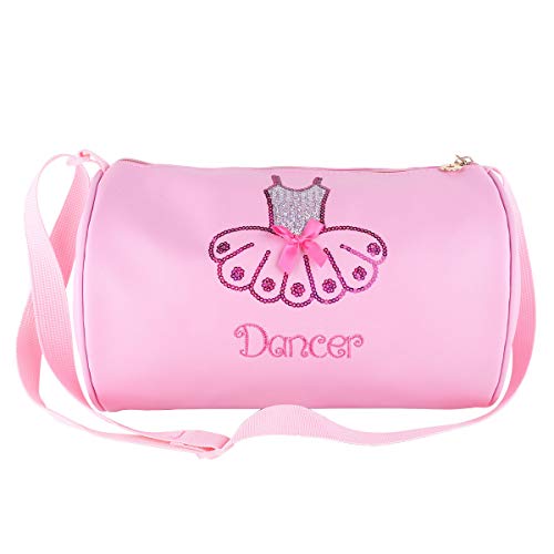 iiniim Bolsa de Ballet Deporte Niña Bolsa Infantil Danza Lentejuelas Brillante Tote Bandolera Mochila Personalizada Bordada Princesa Baile Bailarina Ejercicio Gimnasia Fieness Gym Rosa One Size