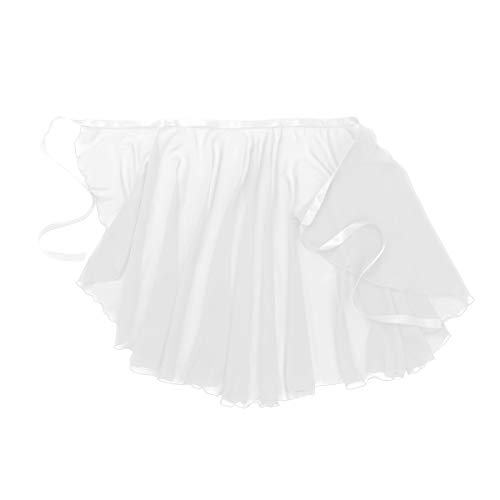 iiniim Falda Cruzada para Ballet Gasa Mujer Wrap Over Bufanda Falda de Danza Ballet con Lazo de Cintura para Niña Mujer Traje de Baile Rendimiento Falda de Baile Ajustable Fiesta Blanco One Size