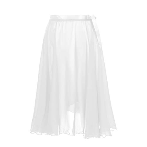 iiniim Falda Cruzada para Ballet Gasa Mujer Wrap Over Bufanda Falda de Danza Ballet con Lazo de Cintura para Niña Mujer Traje de Baile Rendimiento Falda de Baile Ajustable Fiesta Blanco One Size