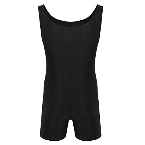 iiniim Hombre Adulto Maillot Elástico de Gimnasia Leotardos Ritmica Danza Ballet sin Mangas Una Pieza Mono Deportivo Liso Men Unitard Body Suave Body Ropa Interior para Adultos Negro X-Large