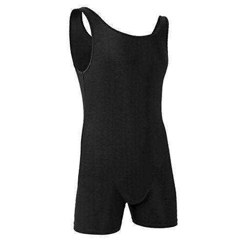 iiniim Hombre Adulto Maillot Elástico de Gimnasia Leotardos Ritmica Danza Ballet sin Mangas Una Pieza Mono Deportivo Liso Men Unitard Body Suave Body Ropa Interior para Adultos Negro X-Large