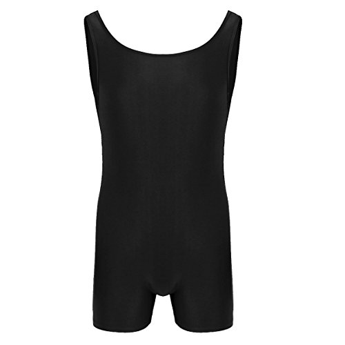 iiniim Hombre Adulto Maillot Elástico de Gimnasia Leotardos Ritmica Danza Ballet sin Mangas Una Pieza Mono Deportivo Liso Men Unitard Body Suave Body Ropa Interior para Adultos Negro X-Large