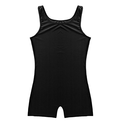 iiniim Hombre Adulto Maillot Elástico de Gimnasia Leotardos Ritmica Danza Ballet sin Mangas Una Pieza Mono Deportivo Liso Men Unitard Body Suave Body Ropa Interior para Adultos Negro Large