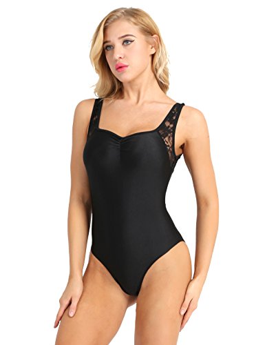 iiniim Maillot de Danza Ballet Gimnasia Tirante de Encaje Floral Leotardo Adulto sin Mangas Body Clásico Elástico Elegante para Mujer Chica Negro Medium iiniim Maillot de Danza Ballet Gimnasia Tirante de Encaje Floral Leotardo Adulto sin Mangas Body Clásico Elástico Elegante para Mujer Chica Negro Medium
