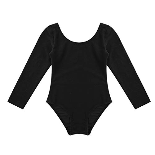 iiniim Maillot de Danza Ballet Niña Mono Deportivo Gimnasia Infantil Leotardo Clásico Bodies Elástico Niña Mangas Largas Ropa Deporte Nude Yoga Fitness Una Pieza Negro 12 años