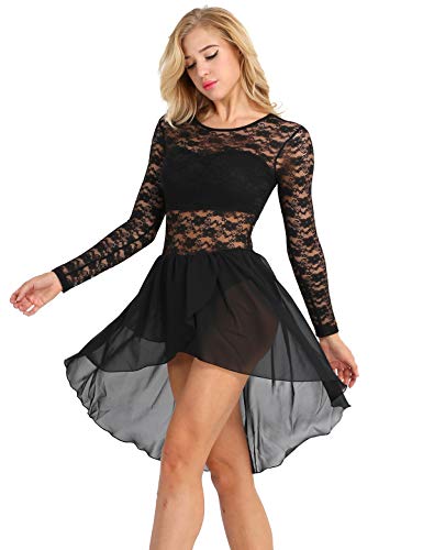 iiniim Maillot Encaje Floral Vestido de Danza Ballet Baile Mujer Tutú Falda de Gasa Leotardo de Gimnasia Clásico Body Adulto Mono Mangas Largas Bodysuit para Fiesta Actuación Negro Small iiniim Maillot Encaje Floral Vestido de Danza Ballet Baile Mujer Tutú Falda de Gasa Leotardo de Gimnasia Clásico Body Adulto Mono Mangas Largas Bodysuit para Fiesta Actuación Negro Small