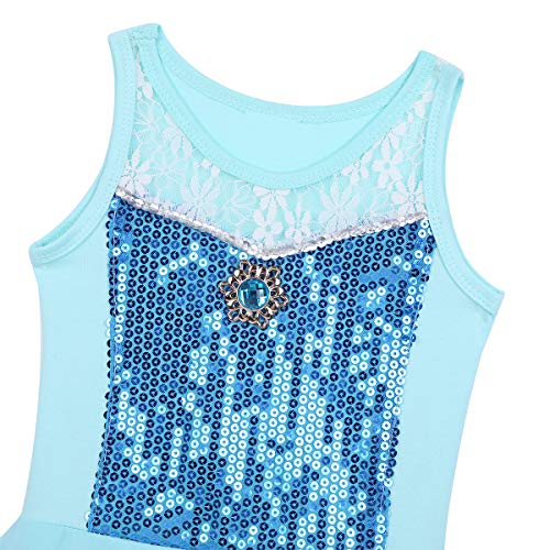 iiniim Maillot Niña Ballet Vestido Encaje Ballet Danza Fiesta Actuación Princesa Vestido Lentejuela Brillante con Braga Interior Fancy Tutú Princesa Disfraz Bailarina 3-12 Años Azul 8 años