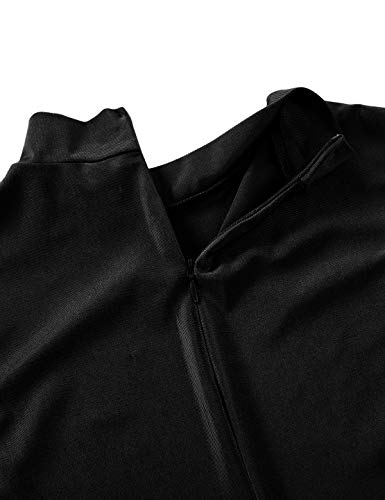 iiniim Mono Mujer Largo Traje de Baile Mono Deportivo Body de Yoga Danza Ballet Gimnasia Cuello Alto Unitard Bodycon Jumpsuit Negro Medium